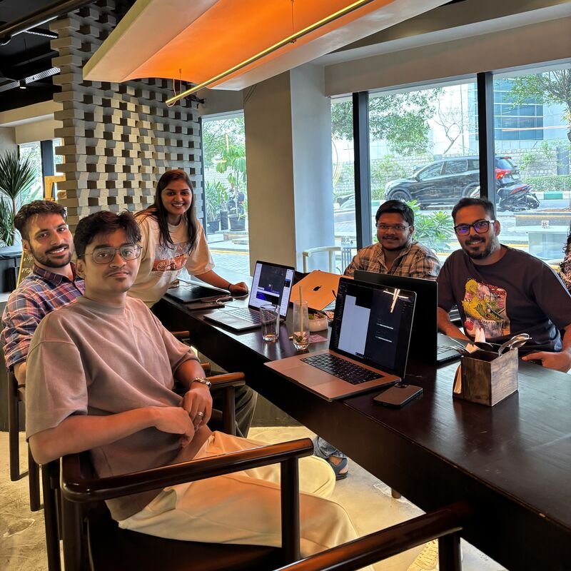 A working session with the team at a cafe